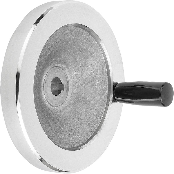 Disc Handwheel D1=250 Reamed Hole W Slot D2=22H7, B3=6, T=24, 8 Aluminum, Comp:Thermoset, Fixed Grip